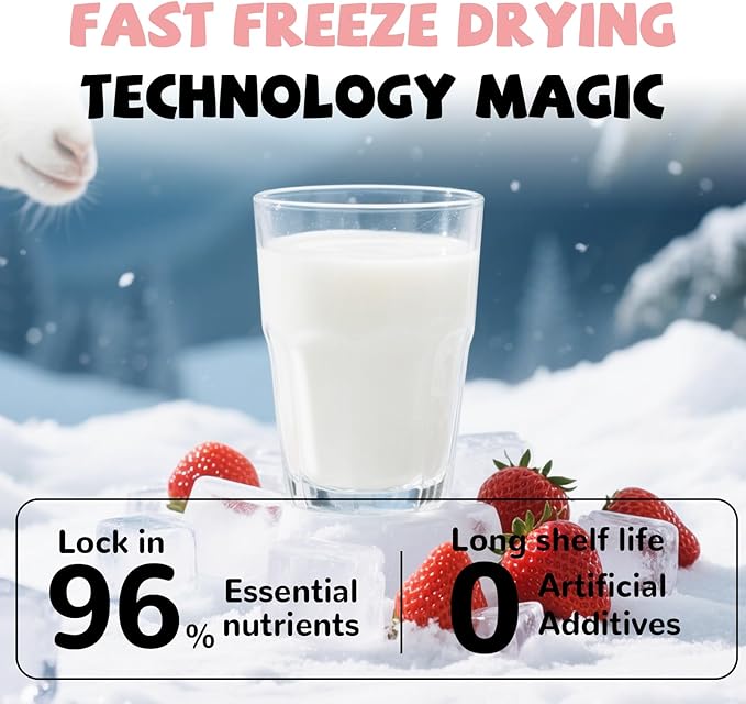 Freeze Dried Sheep Milk Yogurt Flavor with Strawberry,Gentle Sheep Milk Dog Treats for Sensitive Stomachs Puppies, 2.8 oz