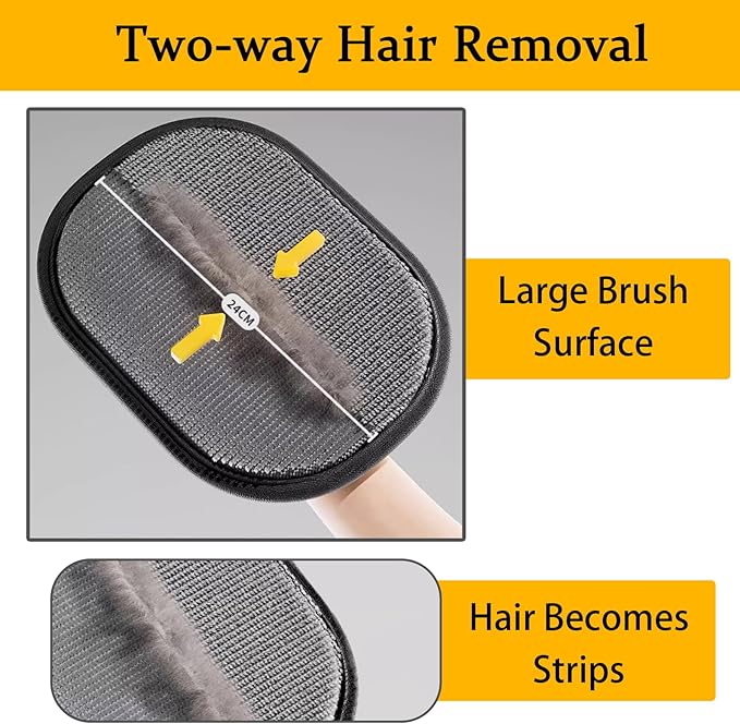 The Magic Brush Pet Hair Remover, Acssart Pet Hair Removal Glove, Electrostatic Pet Grooming Gloves, Efficient Reusable Cat & Dog Hair Remover for Couch, Furniture, Carpet, Curtain (3PCS)