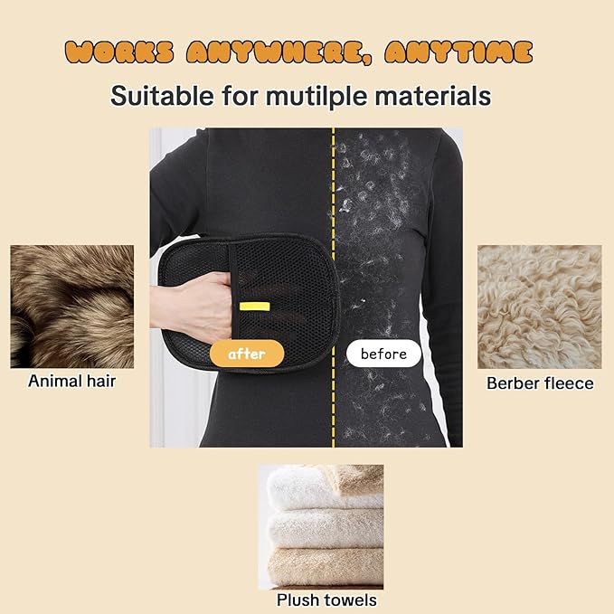 Pet Hair Removal Gloves for Cats & Dogs – Reusable Grooming Glove with Static Charge to Remove Fur from Furniture, Carpet, Car Seats & Clothes – Upgraded Pet Hair Remover Mitt(2PCS)