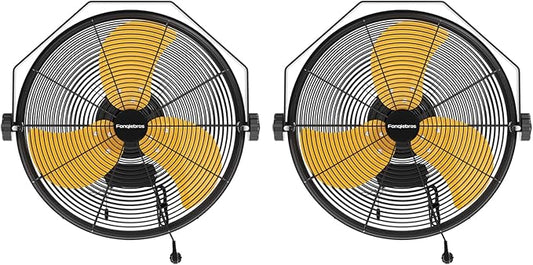 2PCS 4580 CFM 18 inch High Velocity Wall Mounted Fan, 3-Speed Metal Fan with Sealed Motor, 360 Degree Tliting Heavy Duty Wall Fan for Patio, Barn, Garage, and Gazebo - UL listed