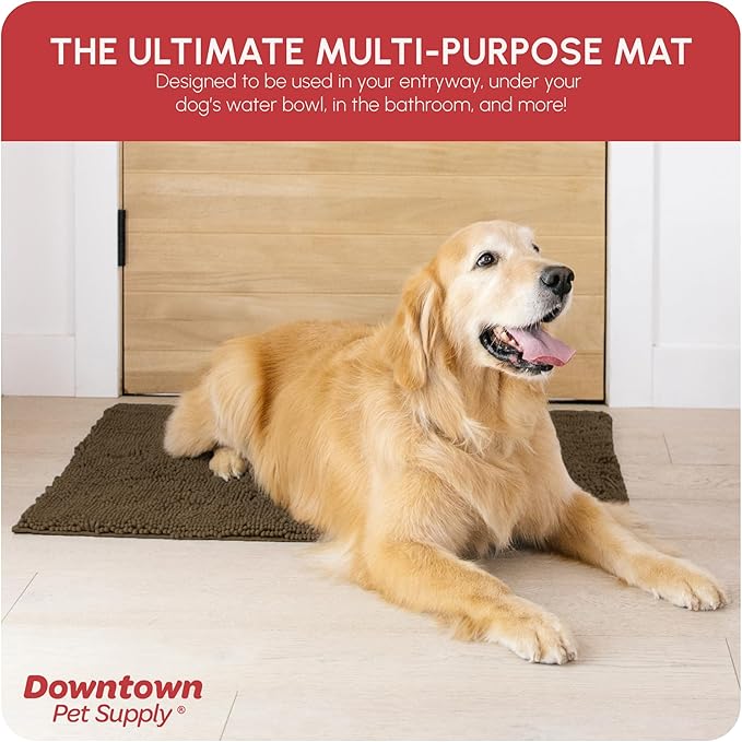 My Doggy Place Microfiber Dog Mat for Muddy Paws, 36" x 26" Brown - Absorbent and Quick-Drying Dog Paw Cleaning Mat, Washer and Dryer Safe - Non-Slip Rubber Backed Dog Floor Mat, Large