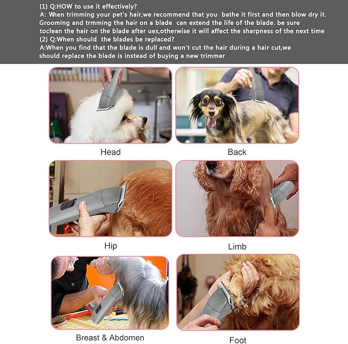 4PACK Dog Grooming Clipper Replacement Blades Compatible with Andis Pet Clipper/Oster A5/Wahl KM Series Dog Clipper,Ceramic Blade & Stainless Steel Blade (#3FC+4FC+5FC+7FC)