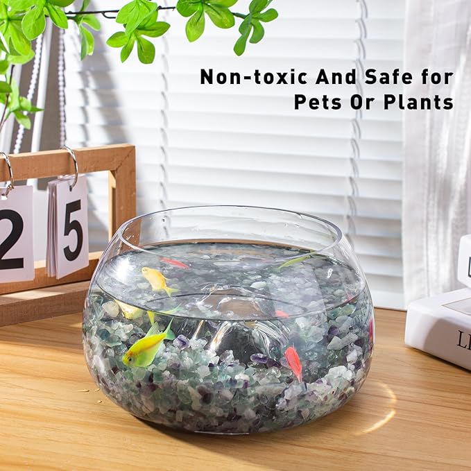 3 Lb Fluorite Crystal Chips Aquarium Fish Tank Gravel, Tumbled Crushed Stone Crystal Chips Bulk Irregular Shaped Decorative Vase Fillers Aquarium Gravel Rocks