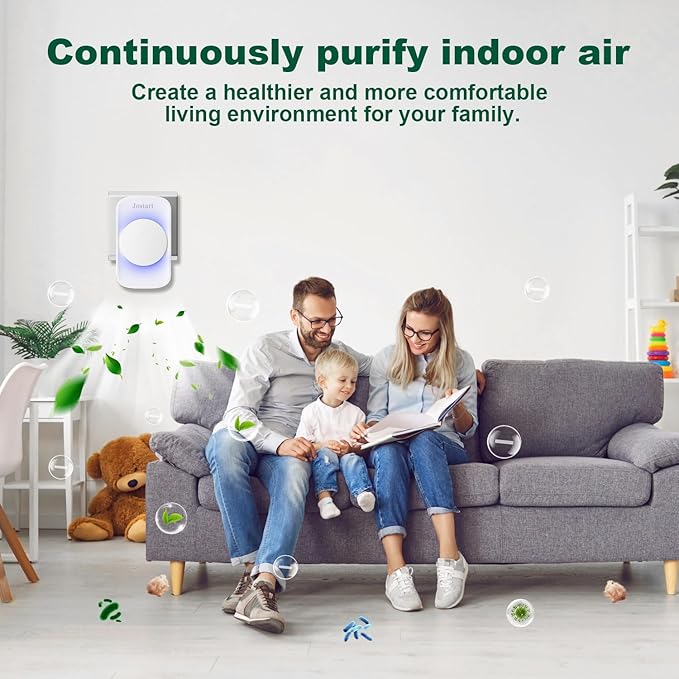 Air Ionizers for Home (1 Pack),Negative Ion Air Filter,Quiet Plug in air fresheners for Bedroom, Office, Kitchen,Garage,Portable Air Purifiers Odor, Smoke Dust, Pets, Mini Air Cleaner White