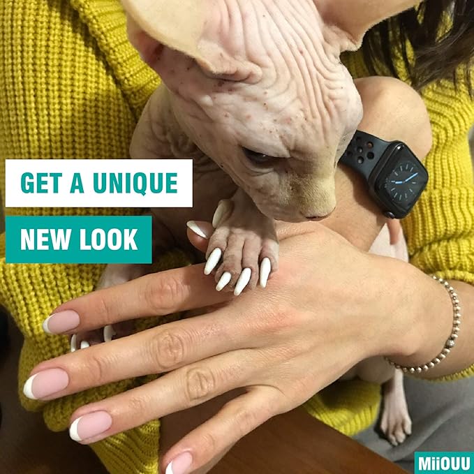 10x Colors / 100 pcs Cat Nail Caps | Cat Claw Covers with Adhesives and Applicators | Alpha (L)