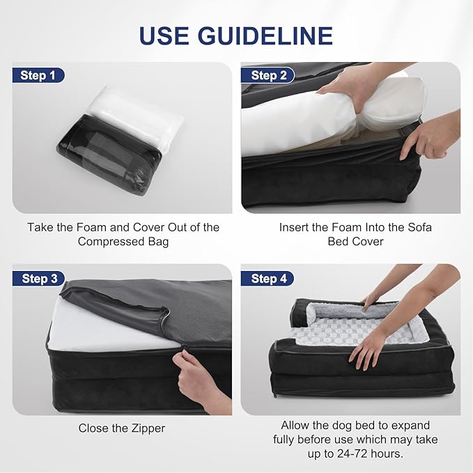 FURTIME Orthopedic Dog Bed for Small Dogs - Washable Dog Sofa Beds Small, Supportive Foam Pet Couch Bed with Removable Washable Cover, Waterproof Lining and Nonskid Bottom, Black