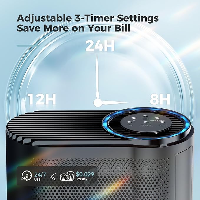 AROEVE Air Purifiers for Home Bedroom, Covers Up to 1095 ft², 3-in-1 Filter Sleep Mode, Air Quality Indicator Ring, Remove Dust Smoke Odor Pollen Allergies Pet Hair for Dorm Room, Office, MK04, Black