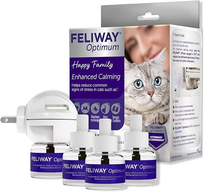 FELIWAY Optimum Cat, Enhanced Calming Pheromone Diffuser: 1 Diffuser Kit & 3 Refills