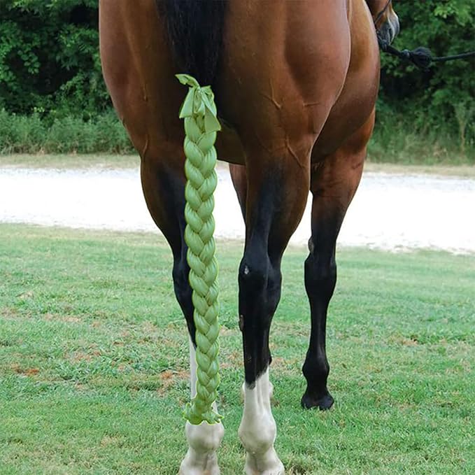 Dnoifne Horse Ponytail, 3 Tube Braided Tail Bag, Green, 1 Count
