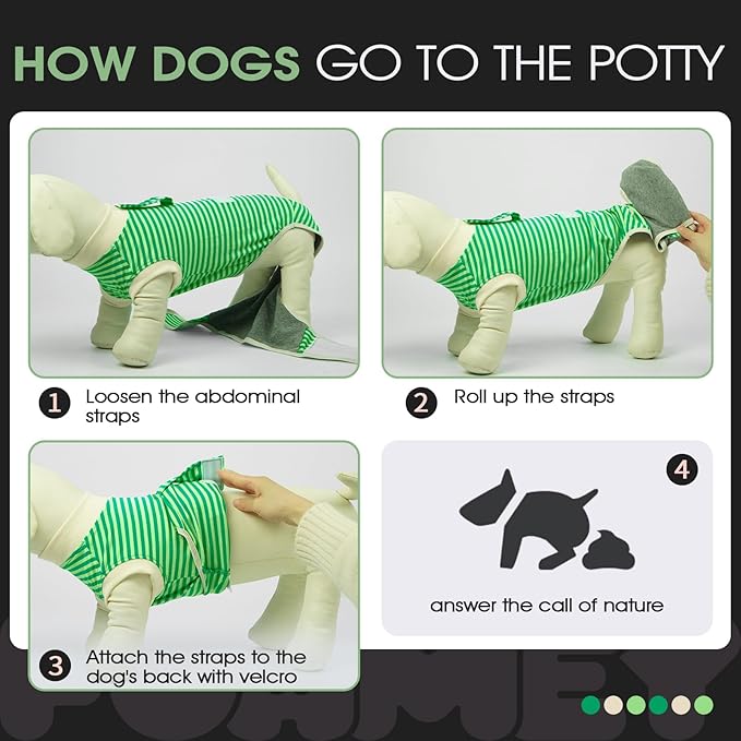 FUAMEY Dog Recovery Suit Male,Dogs Surgery Neuter Suits Puppy Spay Shirts for Female Protect Dog's Skin Anti Licking Abdominal Wounds Doggie Onesie Pet Bodysuit Alternative to Cone Green Stripes S