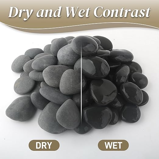 5 lbs Natural Mexican Beach Pebbles, 1-2 Inch Large River Rocks for Plants and Landscaping, Decorative Stone for Fish Tank Aquarium Fountain Garden Paving Walkways Pathways Backyard, Grey