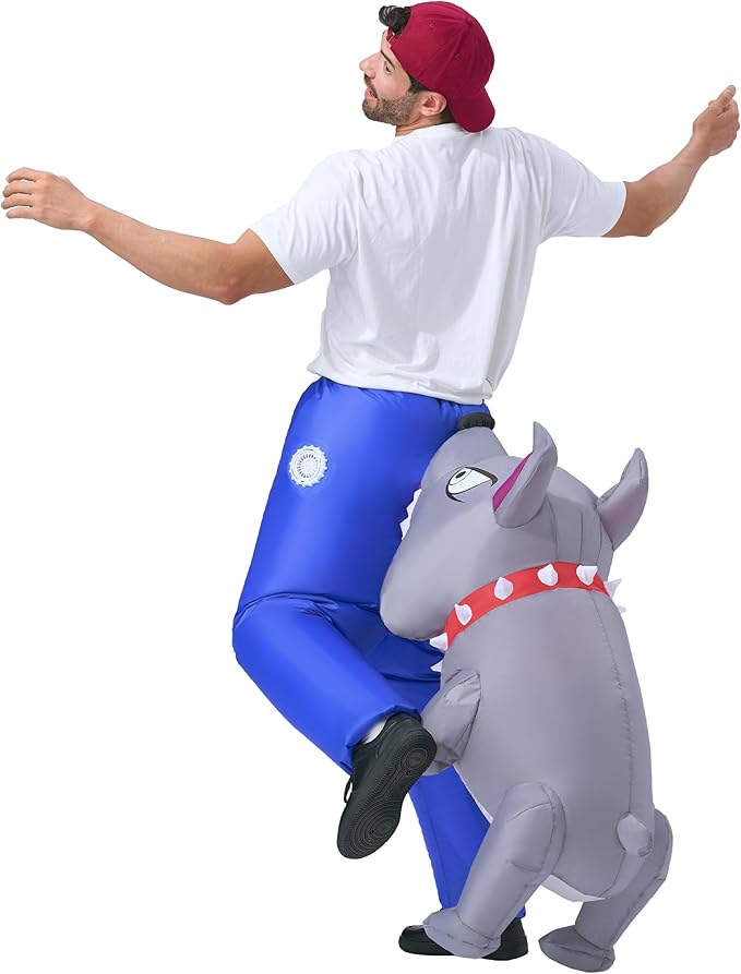 Spooktacular Creations Inflatable Dog Costumes for Adults, Biting By a Bulldog Blow up Outfit for Halloween Themed Parties
