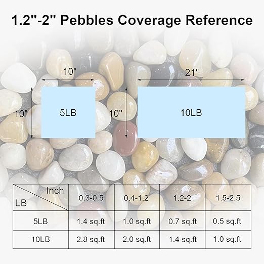 SIDONG 10 lbs Mixed River Rocks, 1.2-2 Inches Highly Polished Pebbles for Indoor Plants, Aquarium Rocks Used in Fish Tank, Decorative Stones for Plants, Vases, Home Décor, Crafting, Garden Landscaping