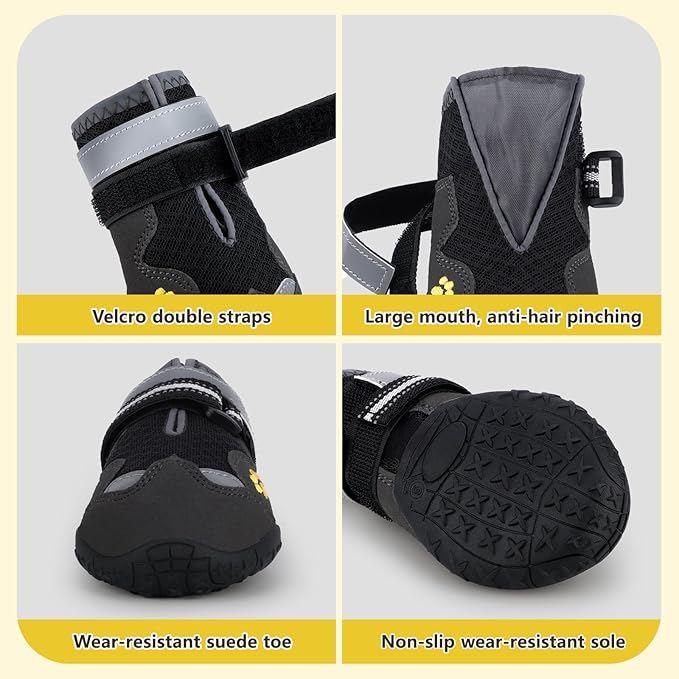 Dog Shoes for Large Medium Small Dog, Mesh Breathable Dog Shoes for Hot Pavement, Anti-Slip Dogs Boots Paw Protectors with Reflective for Outdoor Walking Indoor Hardfloors (Size 3)