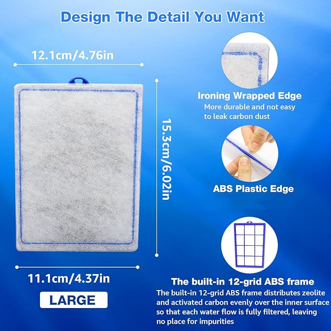 16 Count Assembled Large Filter Cartridges Compatible with Tetra Whisper Bio-Bag Filters 20i 40i IQ20/30/45/60 PF20/30/40/60, Large Replacement Filter Cartridges for Whisper Filters & Aquariums