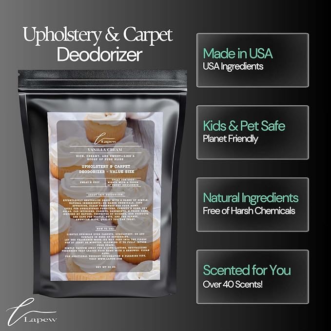Vanilla Cream Carpet Freshener Powder Refill 36 oz | Powerful Odor Eliminator for Home | Upholstery Deodorizer | Carpet Deodorizer | Pet Urine | Cat Litter Box