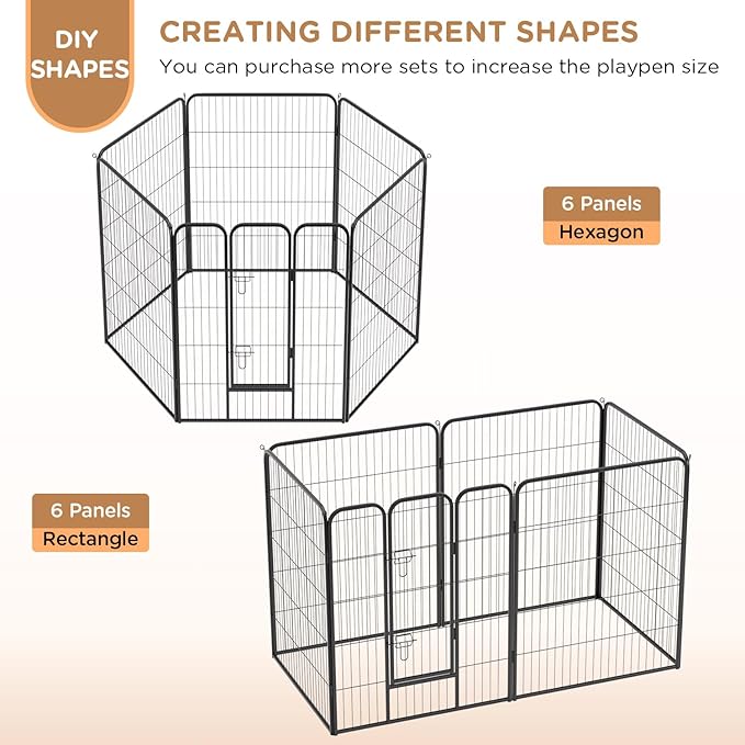 BestPet Dog Playpen Indoor 40 inch 6 Panels Metal Dog Pen Pet Dog Fence Outdoor Exercise Pen with Doors,Pet Puppy Playpen for RV Camping Yard, Black