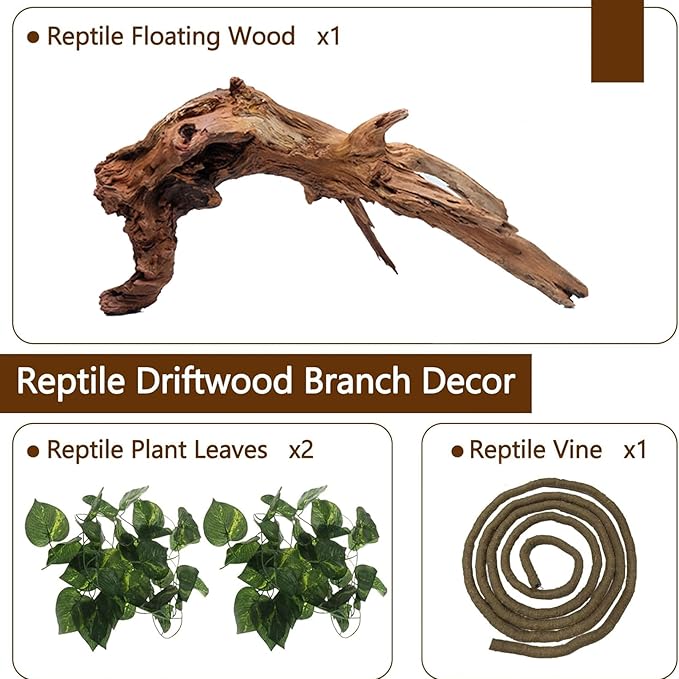 Hamiledyi Reptile Driftwood Decoration Natural Coral Driftwood Branches for Aquarium Reptiles Trunk Log Ornament Bendable Jungle Climbing Vines Decor for Bearded Dragon Lizad Amphibian Fish Tank