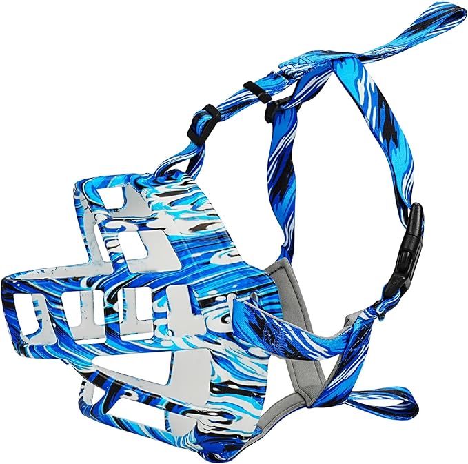 Basket Muzzle to Prevent Biting, Dog Muzzle for Large Medium Small Dogs Allows Panting Drinking Anti Chewing, Perfect for Grooming Trimming Training and Aggressive Reactive Dogs (Blue, Size 6)