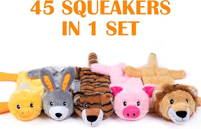 Nocciola 5 PCS Less Stuffing Dog Squeaky Toys for Aggressive Chewers, Durable Plush Dog Toy Set with Stuffed Head for Small to Large Dogs
