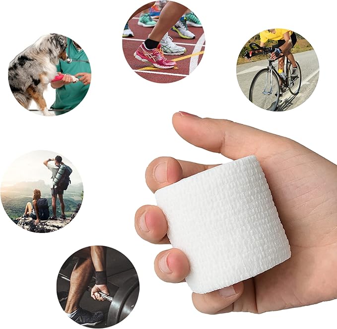 9 Pack 2" x 5 Yards Self Adhesive Bandage Wrap Self Stick Wrap for Ankle, Wrist, Finger, Sports, Breathable Cohesive Vet Tape for Pets (White)