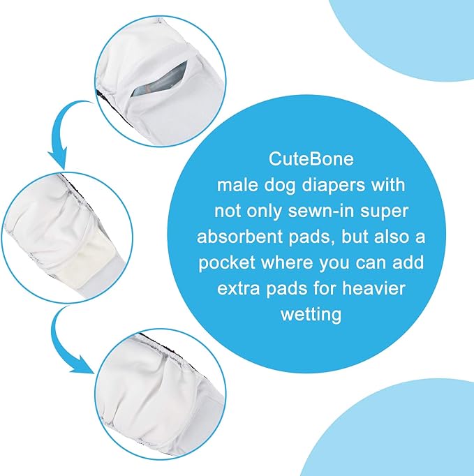 CuteBone Belly Band for Dogs Male Reusable Diapers Washable Wrap DM35XS