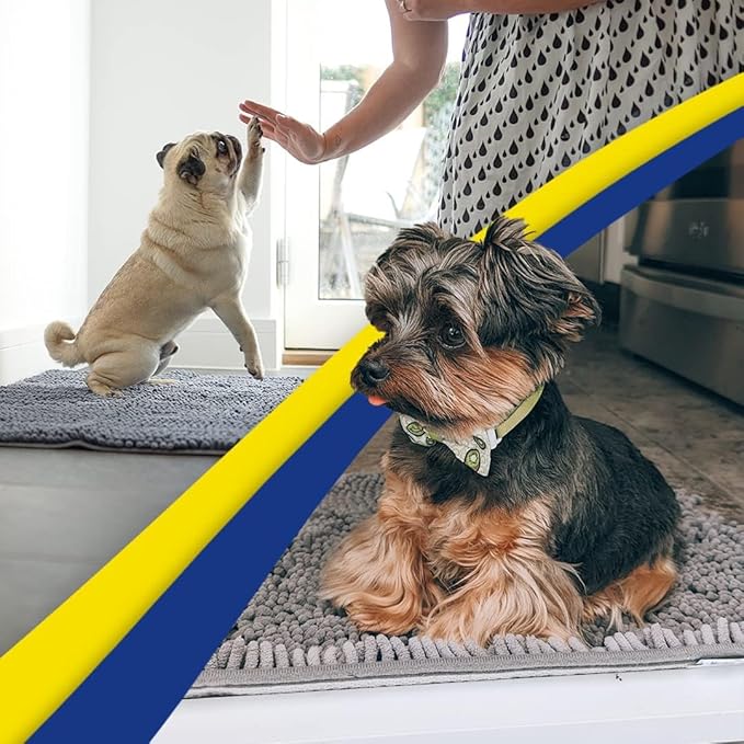 Muddy Mat® Shown on TV – Super Absorbent Door Mat Indoor, Microfiber Quick Dry Chenille Entryway Rug, Non-Slip Front Door Mat, Indoor Mats for Entryway, Machine Washable Pet Rug, Grey 24"x36"