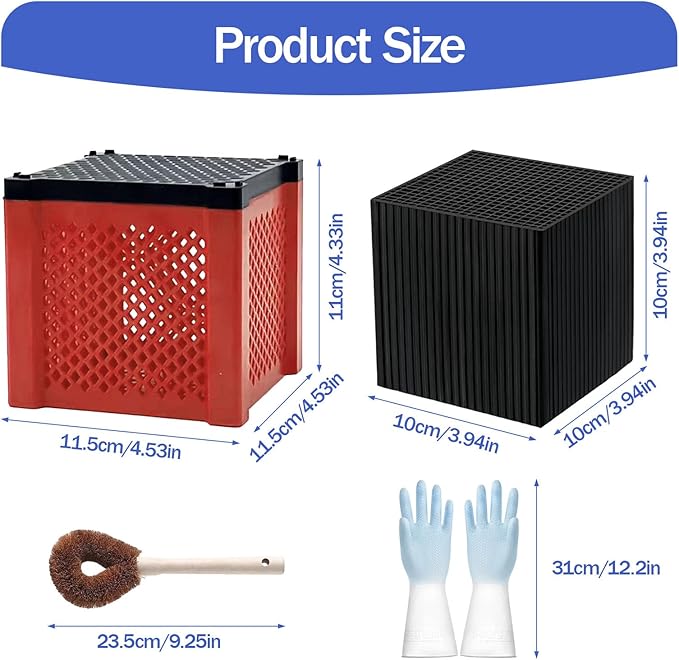 2 PCS 2026 New Pure Cube Water Trough Filter 2.0, Eco-Aquarium with Honeycomb Charcoal, Super Strong Filtration Activated Carbon Filter Media for Fish Tanks, Horse Troughs, Ponds & Livestock Tanks