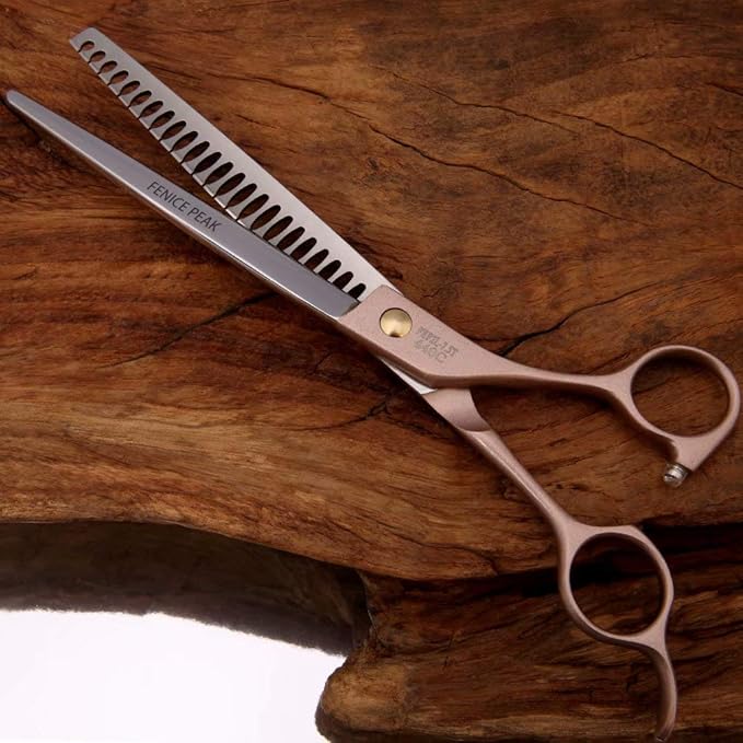 Fenice Peak Thinning Shears for Dogs and Cats Pet Grooming Scissors Chunkers Shears 440C Stainless Steel Professional Dog Trimming Scissors 7.5''