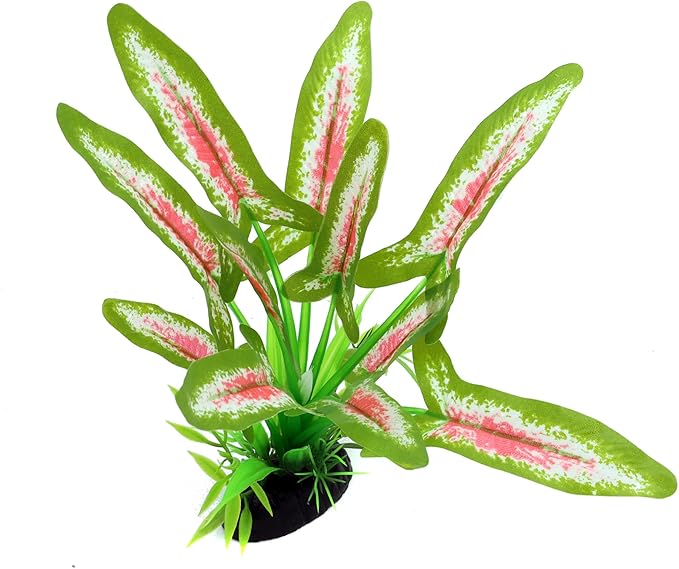 Silk Aquarium Plants for Betta Fish Tank, 2 Pcs 8 Inch Small Silk Aquarium Plant Aquatic Water Grass Decoration (Green-Wine, 8 Inch)