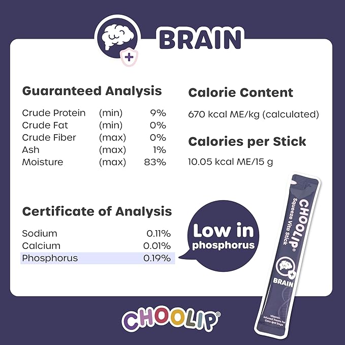 Squeeze Vita Stick Lickable Treats for Dogs & Cats. 7 Brain Support Sticks with Essential multivitamins. Soft and Tasty Paste for All Life Stages, Supporting Brain Health
