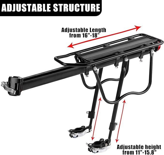 Aodaer Rear Bike Rack with Basket Quick Release Bike Rear Rack Heavy Duty Folding Bike Basket with Waterproof Bag & Cargo Net & Installation Tool