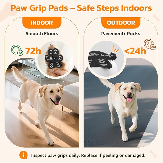 Non-Slip Dog Paw Protector Pads for Senior Dogs, Dog Paw Traction Stickers with Anti-Slip Rubber, Help Dogs Walk on Hardwood Floor, Pink 48pcs, L for 21-40lbs