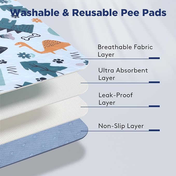 Washable Pee Pads for Dogs, Extra Large 60"x48" Super Absorbent Reusable Training Dog Pads, 100% Waterproof Non-Slip Dog Pee Pads Whelping Pads Dog Playpen Pads Extra Dog Pads Dog Mat Pet Pads
