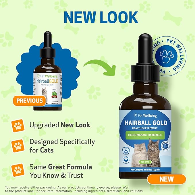 Pet Wellbeing Hairball Gold for Cats - Vet-Formulated - Eases Passage of Hairballs Through Digestive Tract - No Mineral Oil, All-Natural Lubrication - 2 oz (59 ml)