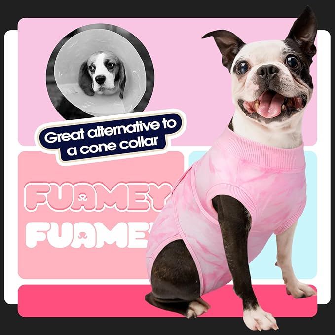 FUAMEY Recovery Suit for Dogs After Surgery,Soft Breathable Dog Bodysuit E-Collar & Cone Alternative Surgical Suit,Male Female Dog Neuter Spay Suits Anti Licking Wounds Onesie Pink Tie Dye XXL