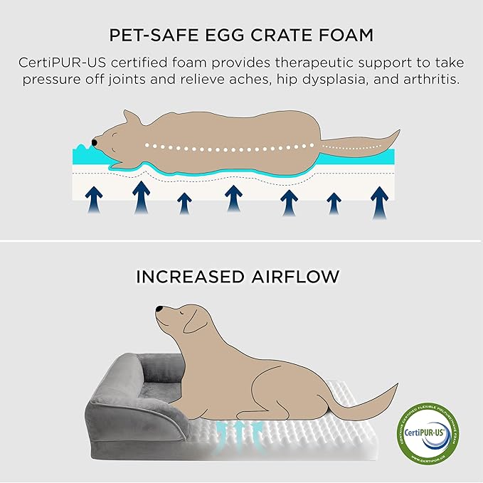 Bedsure Orthopedic Dog Beds for Small Dogs - Washable Small Dog Cat Bed Waterproof, Comfort Pet Couch Sofa with Washable Removable Cover, Pets Bed with Nonskid Bottom, Ivory, 24"