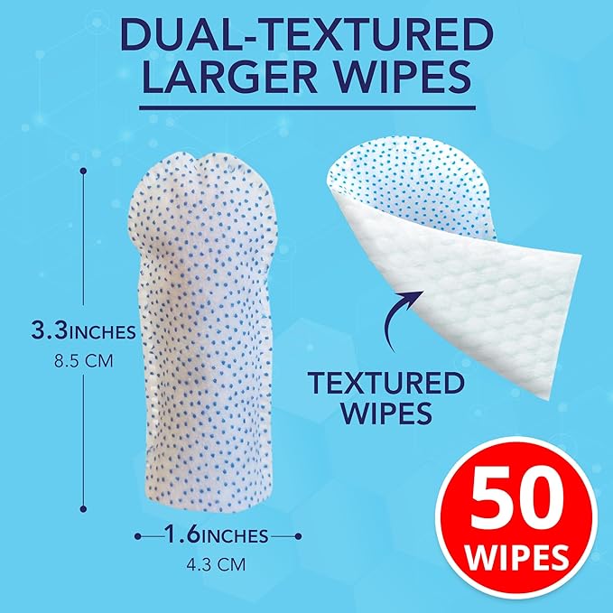 NOVEHA Pets Dental Finger Wipes for Dogs & Cats | Freshens Breath, Reduces Plaque | Healthier Gums | Clean Teeth No Toothbrush | Vet Recommended Effective Natural Oral Care (50 pcs, Flavor-Free)