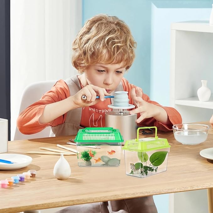 4pcs Mini Fish Tank: Portable Handheld Fish Tank Lightweight Aquarium Mini Portable Snail Terrarium Crabs Habitat for Shrimp Turtle Shrimp Goldfish Beach Toys Plastic (Random Color) 5.89X4.32X3.73In