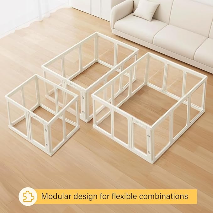 Acrylic Dog PlayPen, Clear Dog Play Pen for Puppy Cat Rabbit, Easy Assemble Pen, Preferable Small Cage, 23.6" H, 12 Pcs