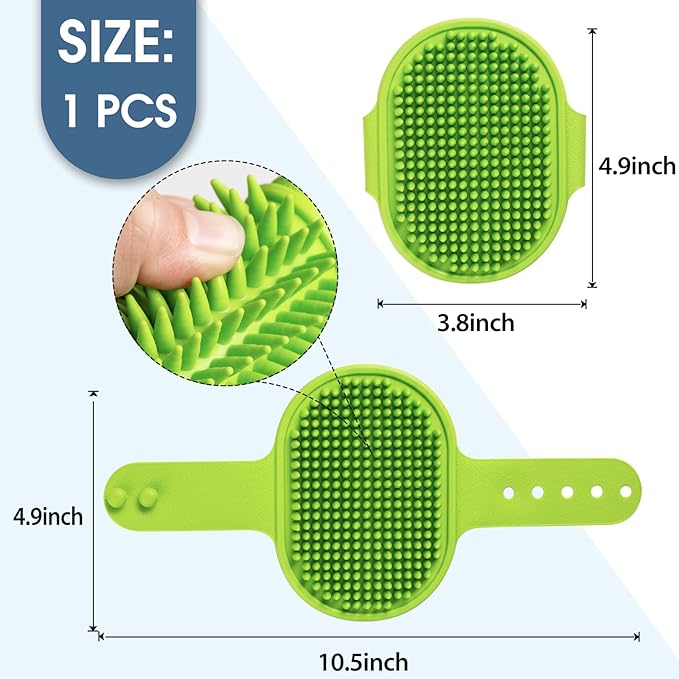 Dog Grooming Brush, Lilpep Pet Shampoo Bath Brush Soothing Massage Rubber Comb with Adjustable Ring Handle for Long Short Haired Dogs and Cats (Green, pack of 1)