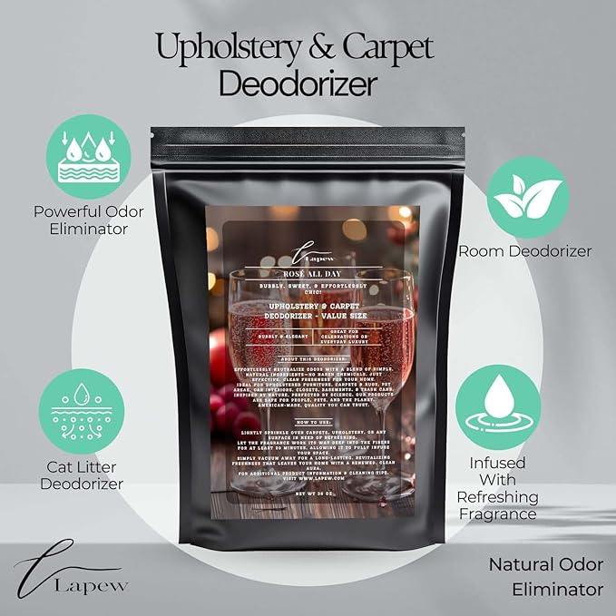 Rosé All Day Carpet Freshener Powder Refill 36 oz | Powerful Odor Eliminator for Home | Upholstery Deodorizer | Carpet Deodorizer | Pet Urine | Cat Litter Box