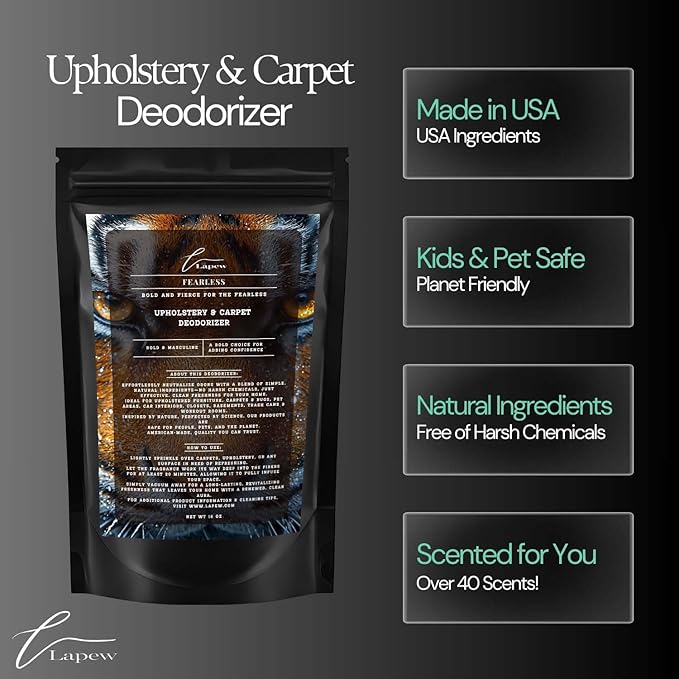 Fearless Carpet Freshener Powder: Powerful Odor Eliminator for Home, Upholstery Deodorizer, Carpet Deodorizer, Pet Urine, Cat Litter Box - Fearless Fragrance