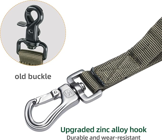 Excellent Elite Spanker Tactical Bungee Dog Leash Military Adjustable Dog Leash Quick Release Elastic Leads Rope with 2 Control Handle(Ranger Green)