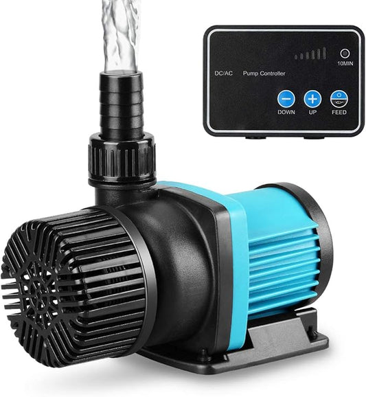 1250gph Aquarium 24V DC Water Pump with Controller, Submersible and Inline Return Pump for Fish Tank,Aquariums,Fountains,Sump,Hydroponic,Pond,Freshwater and Marine Water Use (32W,13.1FT)