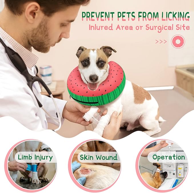Supet Inflatable Dog Cone Alternative After Surgery - Neck Donut Recovery E-Collar for Neuter - Soft Cone for Small Medium Large Dogs