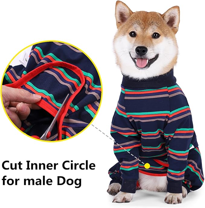 Dog Recovery Suit, Abdominal Wound After Surgery Wear, Prevent Licking Wounds, E-Collar & Cone Alternatives, Long Sleeve Postoperative Shirts Dog Pajamas Prevent Shedding(2XL, Blue)