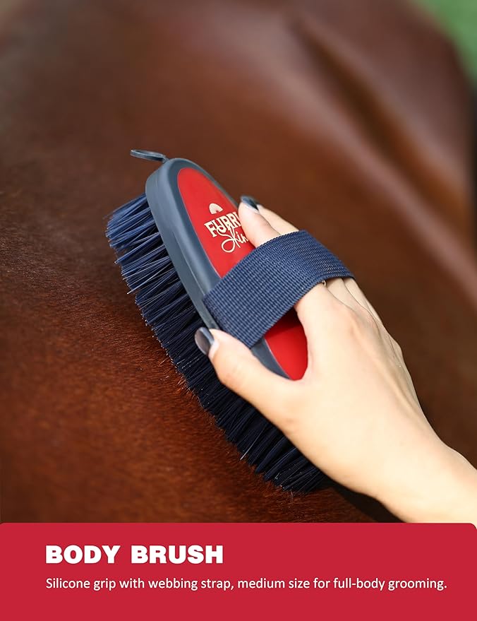 9PCS Horse Grooming Kit Curry Comb Sweat Scraper Horse Bathing Supplies Grooming Tools with Storage Bag Shadowberry