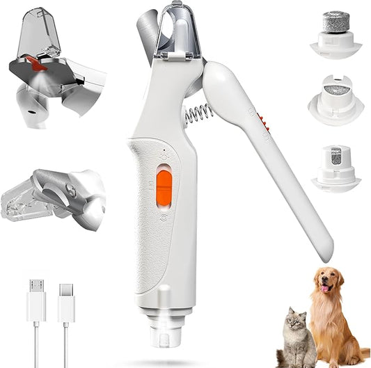 2 in 1 Dog Nail Clippers and Grinder with Lights & Cat Nail Clipper for Large Medium Small Dogs Cats Nail Trimmers USB Rechargeable with 2 LED Lights Dog Claw Care for Non-Black Nails
