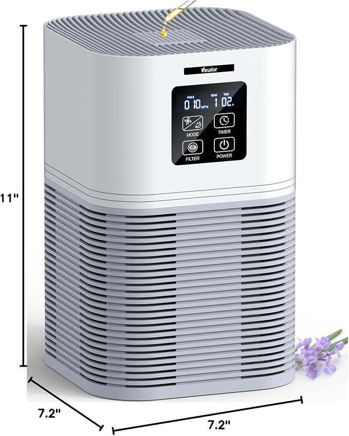 VEWIOR Air Purifiers for Home, Air Purifiers for Large Room up to 1200 Sq.ft, H13 True Air Filter with Fragrance Sponge 6 Timers Quiet Air Cleaner for Pet Dander Wildfire